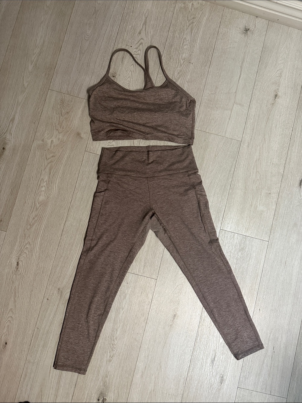 aerie Brown High-Waist Legging & Strappy Crop Top Set
